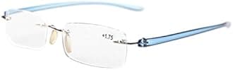 Eyekepper Small Lenes Rimless Reading Glasses Women - Frameless Reader Eyeglasses for Men Reading with Blue Arms +2.00