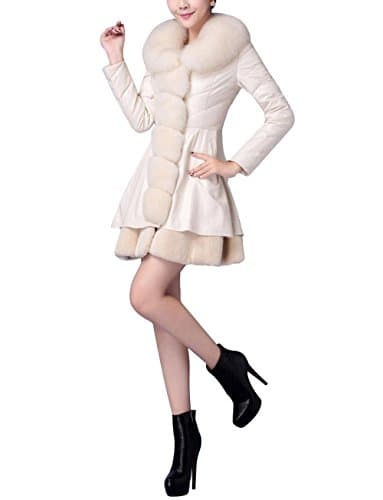 ZFANG Down Jacket Women'S Leather Coat Long Section Slim Artificial Fur PU Jacket Autumn And Winter Windproof Waterproof Warm Jacket Shirt , white , 2xl