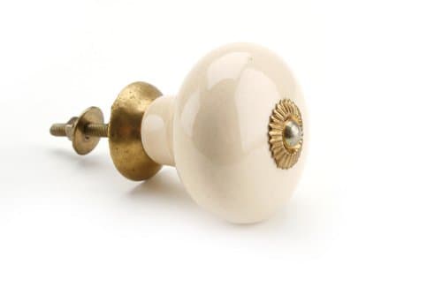 Cream Door Knobs Drawer Pulls Cupboard (Large Ceramic Cream)