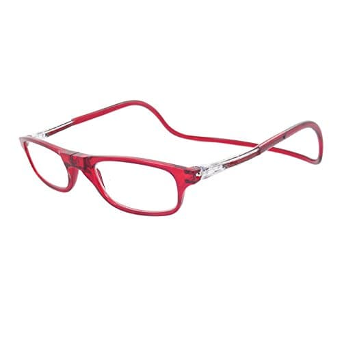 Unisex Adjustable Front Magnetic Connect Portable Reading Glasses Reader Hanging Around Neck (red, 1.5)