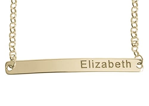 925 Solid Silver Personalised BAR ANY NAME Bracelet Gold/Rose Gold Plated with Box