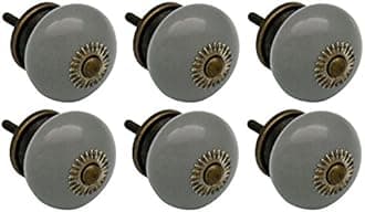 Nicola SpringCeramic Cupboard Drawer Handle Knobs - Grey - Pack Of 6