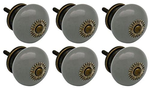 Nicola SpringCeramic Cupboard Drawer Handle Knobs - Grey - Pack Of 6