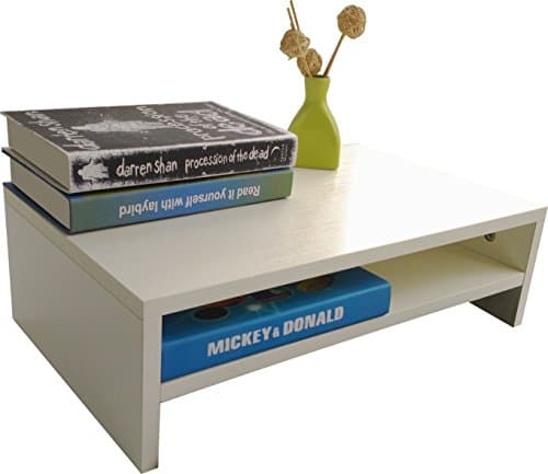 EVST Wood Stand for Computer Laptop TV Screen Riser Desk Organiser (2-Tier, White)