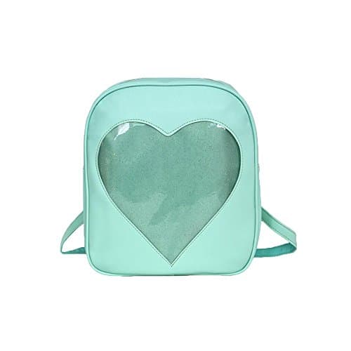 Candy PU Leather Backpack waterproof [Cute][Transparent] School Bag Backpack for Girl Casual School Shoulder Bag (Green)
