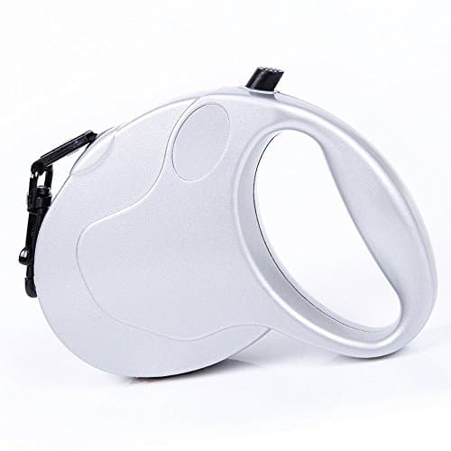 Retractable Dog Training Lead,Flexi Design Dog Leash Extendable Walking Dog Lead 5M/16Ft for Small Medium Large Dogs up to 50 kg,One Button and Lock with Reflective Belt(Silver)