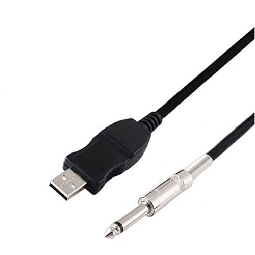 System-S 3 Metre USB Guitar Cable Bass Cable Jack Plug to Audio 1/4 6.3 mm Male