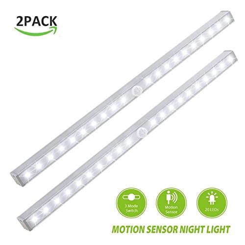 Derlson Wireless LED Motion Sensor light bar for Closet, Cabinet , Stairs, Hallway, Garage. - (2 Pack,Battery Operated )