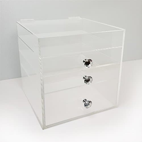 BEAUTY CUBE Acrylic Makeup Organizer Cube 3 Drawers Storage Box 1 FREE Divider included!