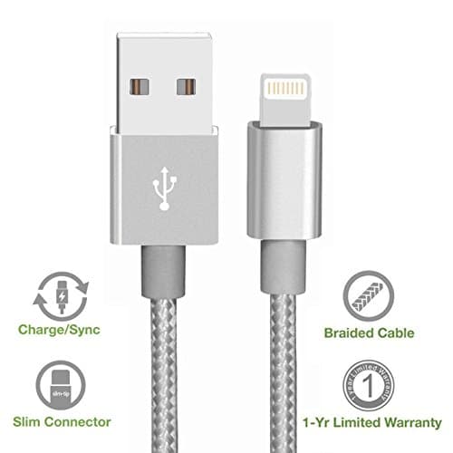 EYESWORLD iPhone Cable, 6ft/2M Nylon Braided Lightning to USB Cable Charging Cord, Ultra-High Lifespan Sync and Charge USB Cable for iPhone SE 7 7Plus 6 6Plus 6S 6S Plus 5S 5C 5, iPad Air Air 2 mini2 mini3 4th, iPod Nano, iPad Pro and More (Grey)