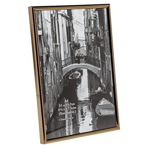 PACFA4B Easy Loader A4 (21x29.7cm) Certificate Photo Poster Frame in Executive Gold Pinstripe and Safety Non Glass Front