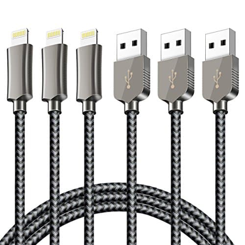 Lightning Cable Cagayan iPhone Charger Cable,Nylon Braided iPhone Data Sync &amp; Charging Cable 3Pack 1.5M for Apple iPhone 7,6/6 Plus, 6s/6s Plus, 5/5c/5s/SE, iPad, iPod (Space Grey)