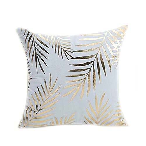 Ableey Bronzing Decorative Pillowcase Cushion Cover for Sofa Throw Pillow Case (Leaves)