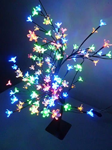 MDL 2 ft (60cm) Pre-Lit 128 LED Illuminated Cherry Blossom Tree with Trunk and Branches, MultiColor