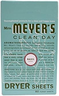 Mrs. Meyer's Clean Day Dryer Sheets, Basil, 80-Count Boxes (Pack of 3)