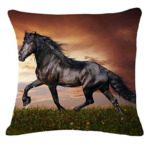 Teebxtile Square Sofa Waist Throw Pillow Case Cushion Cover Backrest Happy Family Office Home Decor European horse ran the pattern square cotton linen on bed hotel club pillow office sofa back cushion set of official records canvas 45*45 No Cell