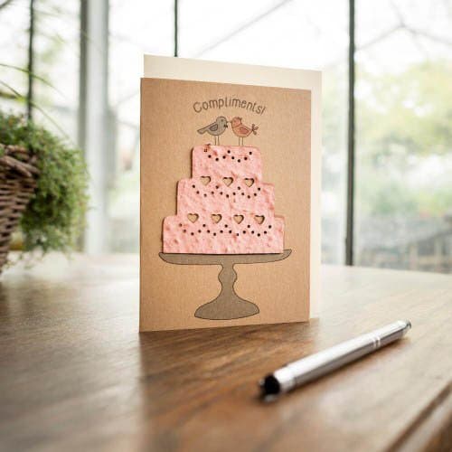 Wedding Card ✿ The cake dissolves into flowers (seeded paper) ✿ Nice wedding card with flowers included