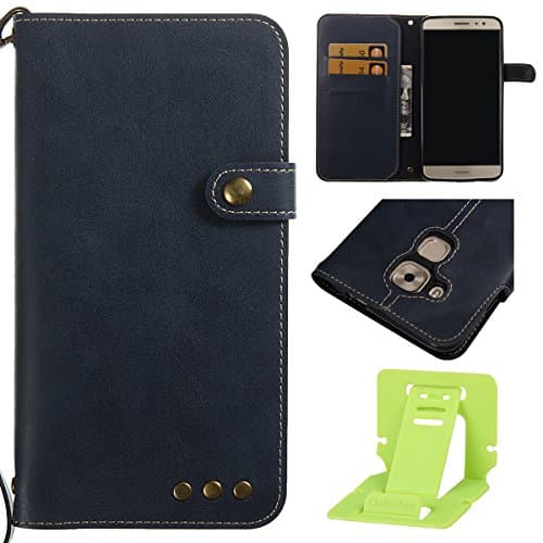 Huawei Nova plus PU Leather Case, Huawei Nova plus Wallet Cover, Ekakashop Fashion Retro Pure color Simulation Leather Case (with Hand Strap) and Soft Silicone inner Case, Business Women &amp; Men Bookstyle Premium Flip PU Leather Phone Case Stand Shockproof Protective Case Cover For Huawei Nova plus +1x Ekakashop Kickstand (color random), Deep Blue