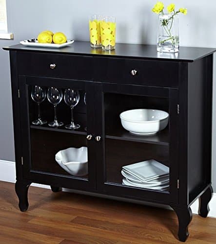ELEGANT HOLIDAY BUFFET Wood Console Sideboard Table with Drawers and Storage, Black Finish by RockaPony
