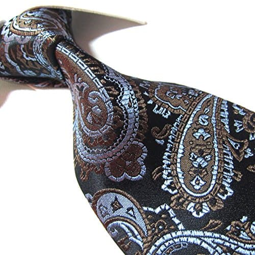 Towergem Extra Long Seven Fold Tie 100% Silk Brown/Blue Paisley Woven Jacquard XL Necktie