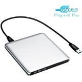 External DVD CD Drive USB 3.0 Burner Writer Drive Player High Speed Data Transfer for Laptop/ Desktop / Macbook / Mac OS / Windows10 /8/ 7 / XP / Vista (Aluminum)
