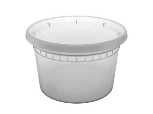 Duraware Plastic Food Storage, 24 Pack, Containers with Lids, 16 Ounce, Round, Airtight, Temperature Resilient Leak Proof, Deli Containers, Microwave &amp; Dishwasher Safe, Stackable, Reusable (24)