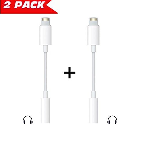 iPhone 7/7Plus 3.5 mm Adapter Headphone Jack ,White [2Pack] Luzetao Lightning to 3.5 mm Headphone Jack Adapter for iPhone 7/7 Plus Accessories White