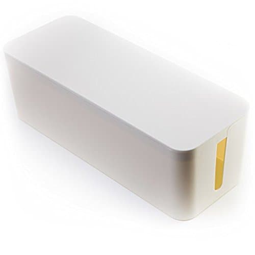 Hever Cable Management Box Organizer - Storage for Desk, TV, Computer, &amp; USB Hub - System to Cover and Hide, Power Strips, Surge Protector, &amp; Cords +2 Wire Ties