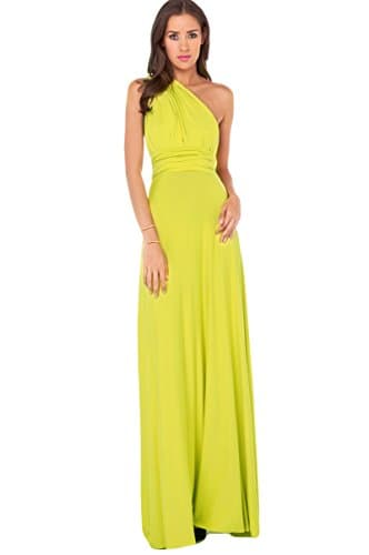 Lovely Pair Womens Solid Bridesmaid Multi Way Maxi Dress (Medium, Lime)