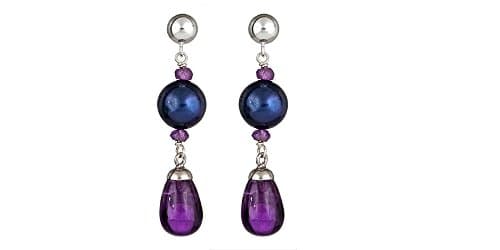 Amethyst &amp; Pearl Drop Earrings