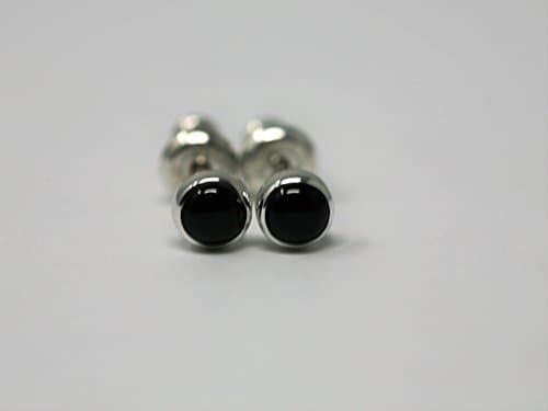 Black Onyx Sterling Silver Stud Earrings (Tiny 4mm)