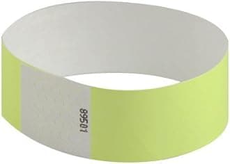 100 x 1 Inch Neon Yellow Tyvek Wristbands