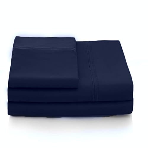 Fab Linens 600 Thread Count 100% Egyptian Cotton Sheet Set - Queen - Solid Navy Blue