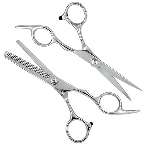 Beautyours (6.7" Hair Cut/thin Scissors Shears Sharp,w/Finger Rest Insert)Professional Barber Hairdressing Black Leather Case(2PCS)