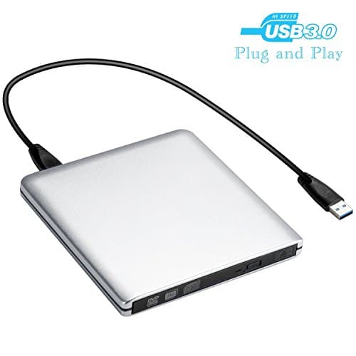 External DVD CD Drive USB 3.0 Burner Writer Drive Player High Speed Data Transfer for Laptop/Desktop/Macbook/Mac OS/Windows10/8/7/XP/Vista (Aluminum)