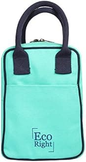 Eco Right Cotton Lunch Bags For Office Women & Lunch Bag For Men, Insulated Lunch Bag For Kids, Office Lunch Bag With Bottle Holder, Carry Handle & Pocket, 10L, Turquoise
