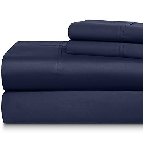 500 Thread Count 100% Cotton Sheet Set, Soft Sateen Weave,King Sheets, Deep Pockets,Hotel Collection,Luxury Bedding-Bestseller- Super Sale 100% Cotton, Navy by Dream Castle Linens