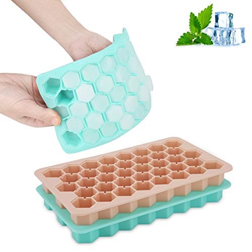 Ice Cube Trays, Silicone Square Ice Cube Trays with Lid 38 Shaped Cubes Each, YBEMarket Easy-Release polar Mini Ice Cube Trays Cocktail Whiskey Ice Cube Mold with FDA and BPA Free（2 Pack）
