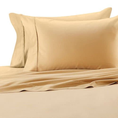 Deluxe and Super Soft Brushed Microfiber Attached Waterbed Sheet Set with Pole Attachment, 4 Piece California King Size, Gold