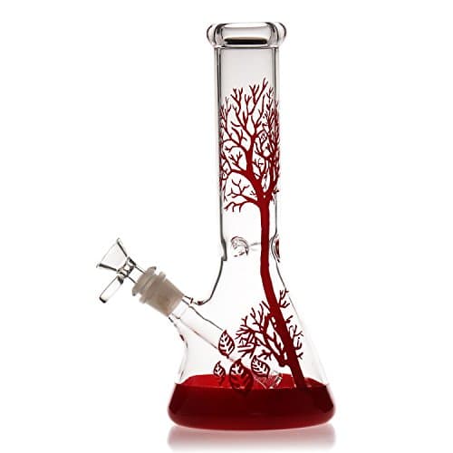 Glass Thick Red tree Handmade 10.6in (16)