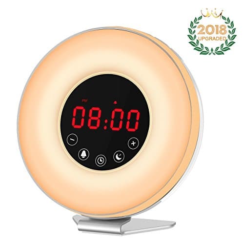 Wake Up Light Alarm Clock with Sunrise Sunset Simulation-7 Color&amp;6 Natural Sounds&amp;FM Radio【2018 UPGRADED】Digital Clock for Bedrooms-Touch Control&amp;Snooze Function for Heavy Sleepers