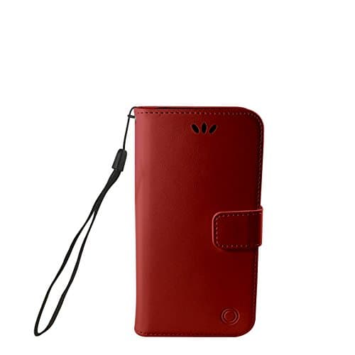 iPhone X Wallet Case By YmaFit: Stylish PU Leather Wallet Case - Fold able Phone Stand - Magnetic Cover - Attachable Wrist Strap for Convenience (Red)