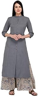 Pistaa'sWomen's Cotton Solid Readymade Salwar Suit Set