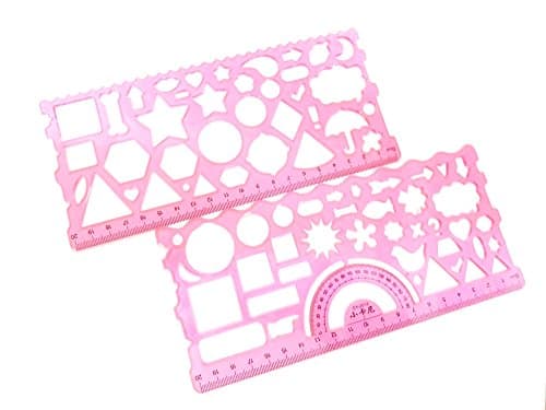 DrWritting Plastic Templates Drawing Geometric Shape Rulers Hexagons Master Set for Student Kid Ruler Set (2 pcs, Assorted colors)