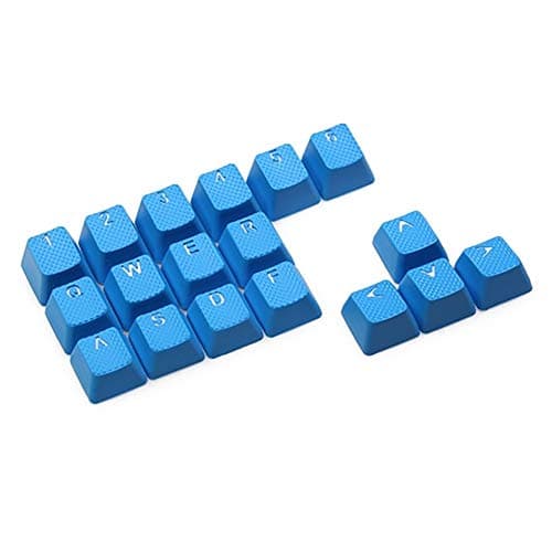 Rubber Gaming Keycap Set Rubberized Doubleshot Keycaps Cherry MX Compatible OEM Profile Shine-Through Set of 18 keycaps (Sky Blue)