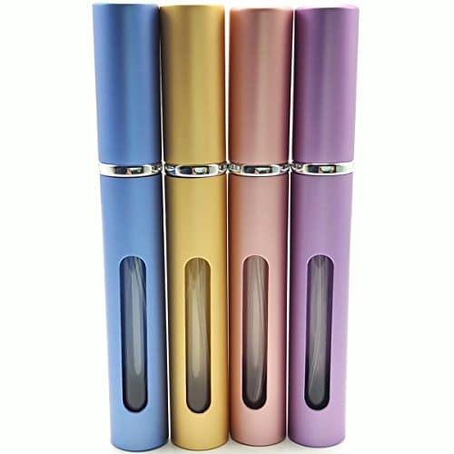 UHQ Home Products 5ml Refillable Perfume Atomizer Bottle Spray With Transfer Pipettes, Set of 4