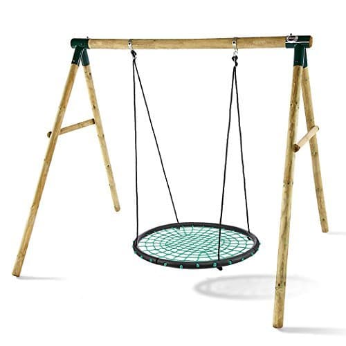 Balanu 40" Tree Swing Large Heavy Duty Round Spider Web Swing Set with Nylon Hanging Ropes for Playground Indoor and Outdoor (Green)