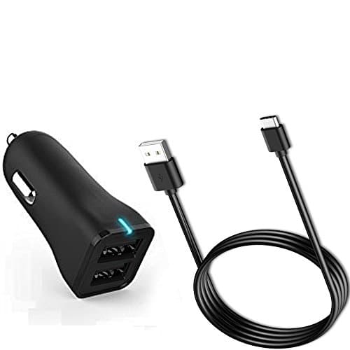 Samsung Galaxy NOTE8/ S8/ S8 Plus USB Type C Car Charger, Carhope Universal USB 4.8A 24W Car Charger with Built-in 3ft USB C Cable for ChromeBook Pixel, LG V20, LG G5 Nexus 5X, OnePlus 3 and (black)
