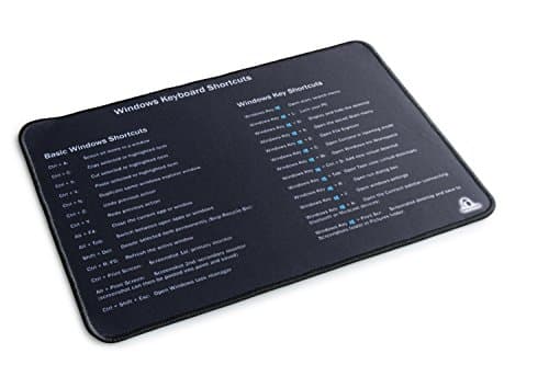 Mouse Pad with Windows Shortcuts Neoprene Gaming mouse Pad with Stitched Edges, Smooth Anti-Lag Surface &amp; Non-Slip Rubber Base | Works with Laser &amp; Optical mouse | 10” X 14”