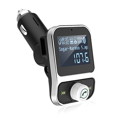 Bluetooth FM Transmitter Bluetooth Car Charger Adapter Car Kit 3.1A Dual USB Charging, AUX Output, CVC Noise Reduction, Hands-free Call for Phones